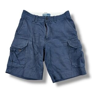 Polo Ralph Lauren Shorts Mens 32 Navy Blue Cargo Chino Gellar Fatigue Preppy Y2K